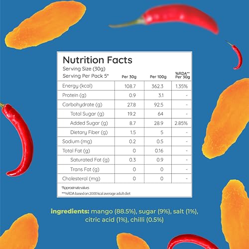 Image of Natch Dried Thai Mango Slices, Healthy Snakcs Vegan & Gluten Free, 100% Natural Fruit, No Artificial Preservatives, Healthy Fruit Snacks for Adults & Kids, Real Mango Candy, 150g each (Pack of 3), Chilli Flavour