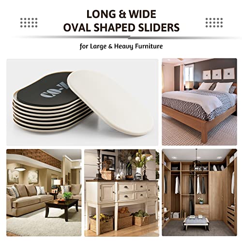 Co-Z Large Furniture Sliders, 8 Pack Of Plastic Furniture Pads For Hardwood Floor Tiles Carpet, 6 X 9.5 Inch Reusable Oval Smooth Furniture Glides With Eva For Home Office Furniture Moving Chair Legs #TOP2