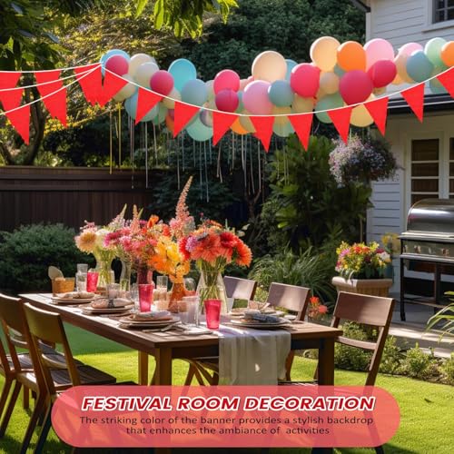 Hahafelt 100 Feet Pennant Banner 75 Triangle Flags String,Red by Hahafelt - Used condition - Image 7