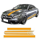 Edition 1 Side Skirt Hood Roof Racing Stripe Yellow/Black/5D Carbon Vinyl Decals for Mercedes Benz...