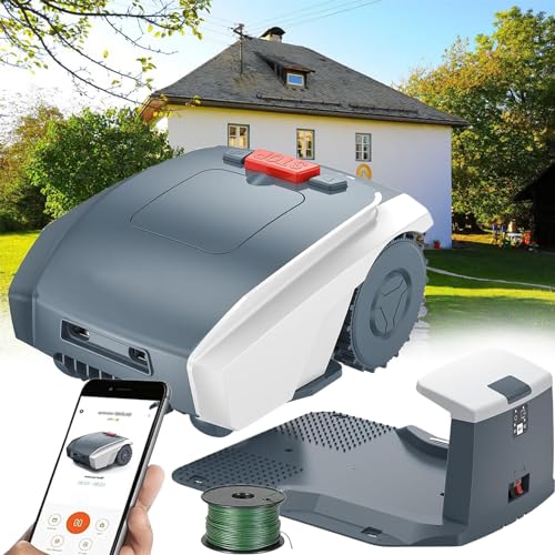 ZHJOPP Robot cortacésped Totalmente automático, cortacésped Inteligente: área de Corte de hasta 1500 Metros Cuadrados, césped cuidadosamente Recortado, Control de aplicación Bluetooth