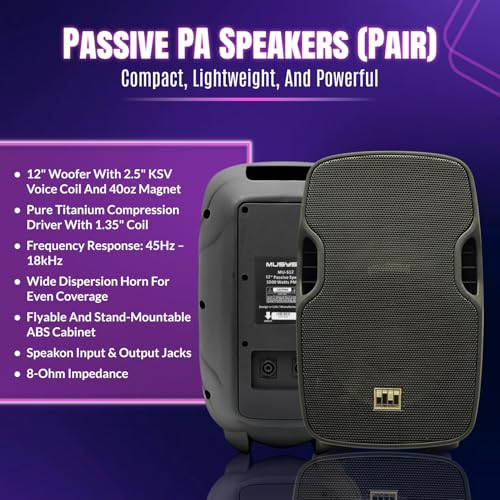 Image of Pa Speaker System with Wireless Microphone and Speakers 12 inch w /2000W