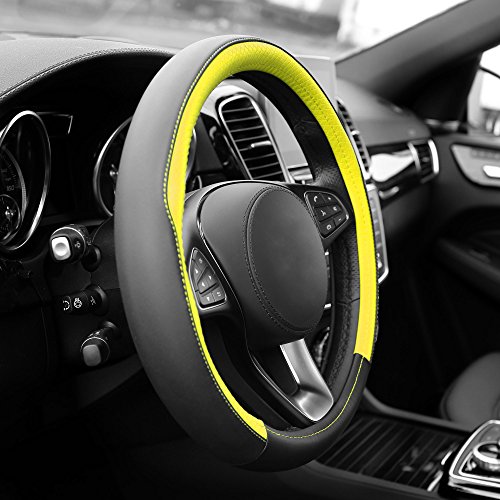 Fh Group Fh2009 Geometric Chic Microfiber Leather Steering Wheel Cover Yellow – Universal Fit For Cars Trucks & Suvs #TOP2