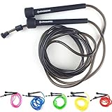 SPORTIVONETIC Springseil für Erwachsene & Kinder, Damen & Herren-für Fitness, Crossfit, Sport, Boxen - Verstellbare Größe-Speed Rope, Jump Rope, Geschenke für Frauen, Männer, Mädchen (Schwarz)