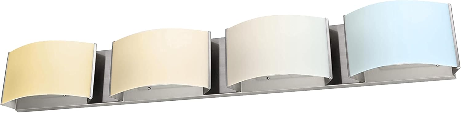 Sunlite LED Decorative Vanity Light Fixture, 40 Watts, 2600 Lumens, Color Selectable 30K/40K/50K, 4 Lights, Dimmable, 90 CRI, ETL Listed, Brushed Nickel, for Bathroom, Powder Rooms, and Hotels