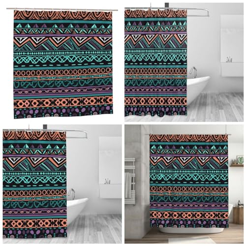 Rideau de douche aztèque imperméable BONDIJ accessoire salle de bain tissu lavable avec crochets
