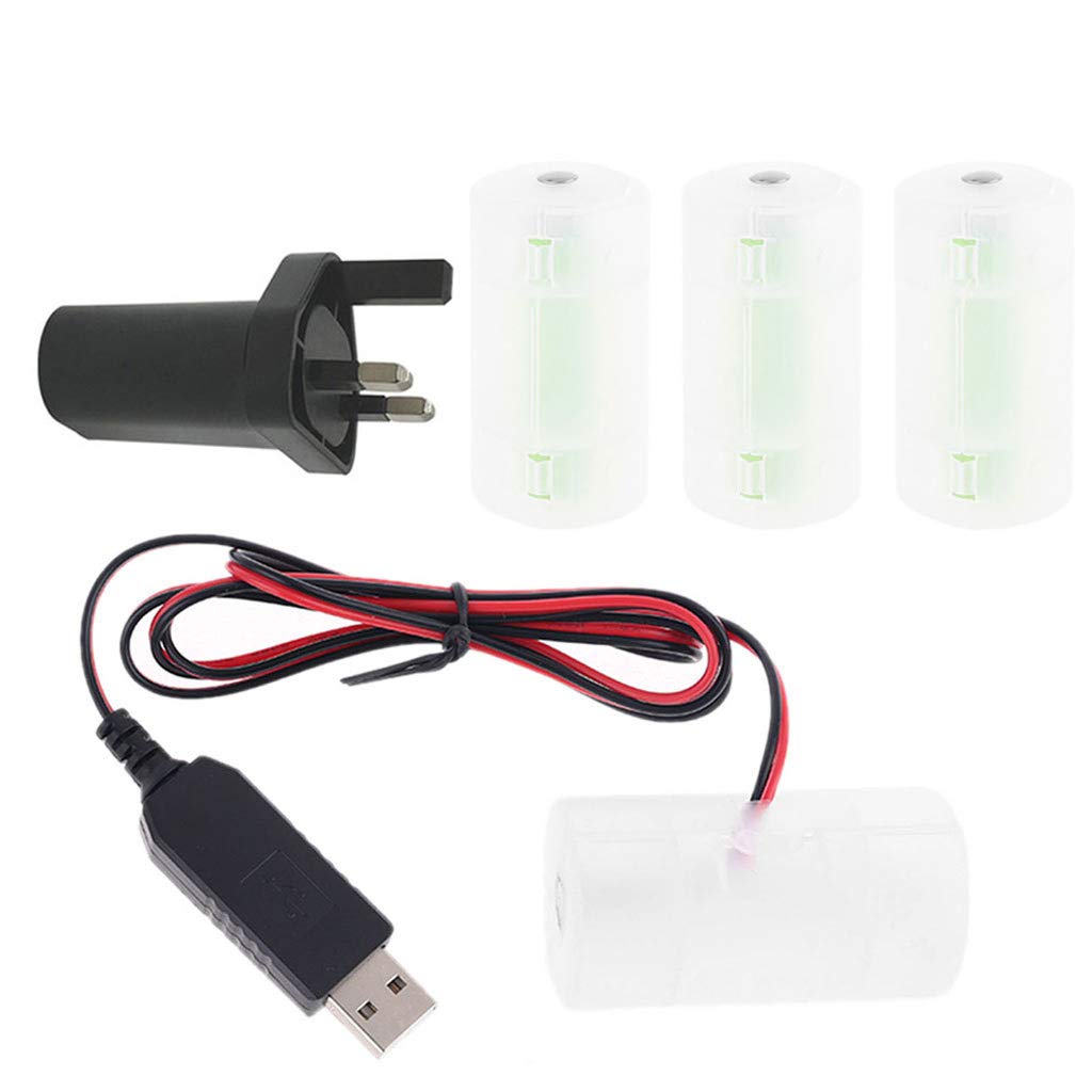 Buwei 4D Uk Plug Usb Power Supply Adapter 1.5V 3V 4.5V 6V Lr20 D Cell Battery Eliminator