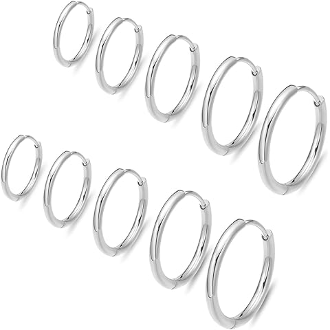 316L Surgical Steel Huggie Hoop Earrings,Dainty Pave Cubic Zirconia Cartilage Tiny ...