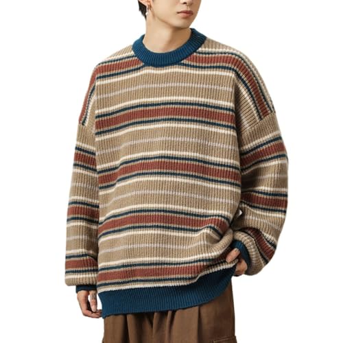 POHADON Mens Y2k Striped Sweater Vintage Aesthetic...