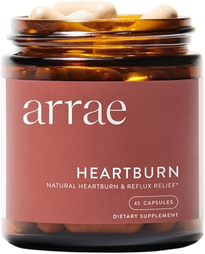 Arrae Alivio y prevención de la acidez estomacal natural, alivio inmediato de la indigestión y el reflujo ácido, 45 cápsulas