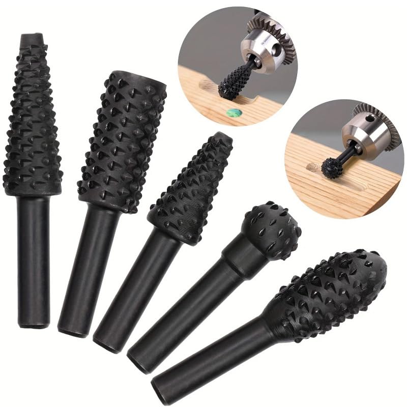 Rotary Rasp Drill Bit Set 5 Pcs 1/4 Inch File Engraving Polishing Tool