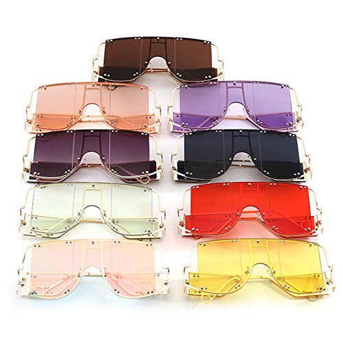 Image of COTIA /Fashion Square Sunglasses Women New Oversized Mirror Men Shades Glasses Luxury Brand Metal Rivet Fashion Female Eyewear