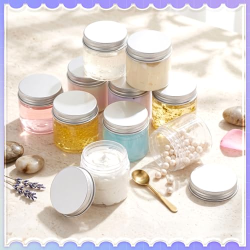 Image of Aoriher 150 Pcs Clear Plastic Jars with Lids Round Containers,2 Oz,Silver