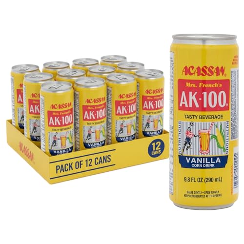 Acassan Mrs. French Ak-100 Vanilla Corn Drink, 9.8 fl Oz (Pack of 12)