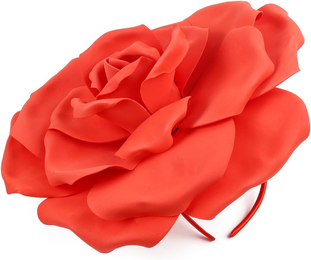 Large Flower Fascinators Womens Derby Hat Wedding Prom Rose Fascinator Hat Tea Party Headpiece with Headband Clip