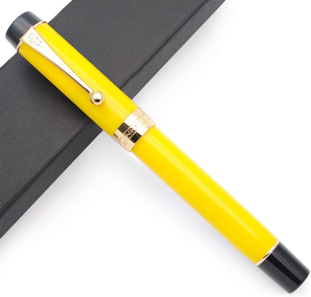 JINHAO Century Tofu 100 18KGP Golden Plated Resin Fountain Pen (Pure Yellow, Medium Nib)