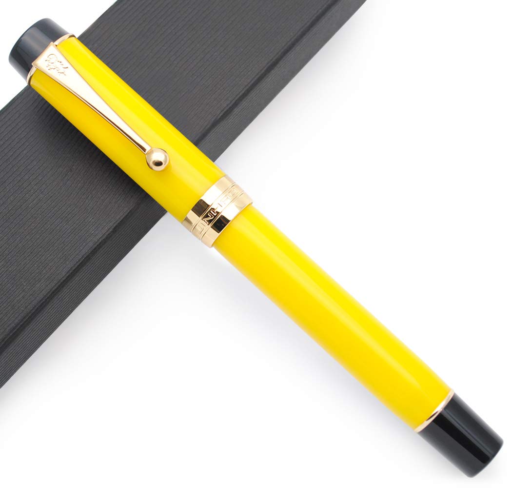 JINHAO Century Tofu 100 18KGP Gold Plated Resin Fountain Pen (Pure Yellow, Medium Nib) — image 1