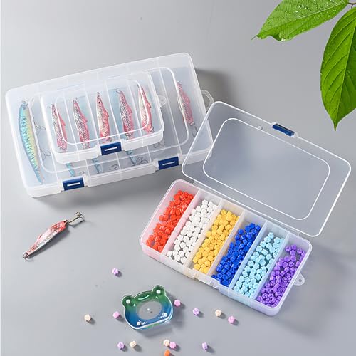 Image of 2 PACK Transparent Plastic Bead Organizers (6 Grids),Craft Organizers and Storage Beads Organizer, Art DIY, Crafts Jewelry Storage, Fishing Tackles, Size 7.48 x 3.94 x 1.38 in