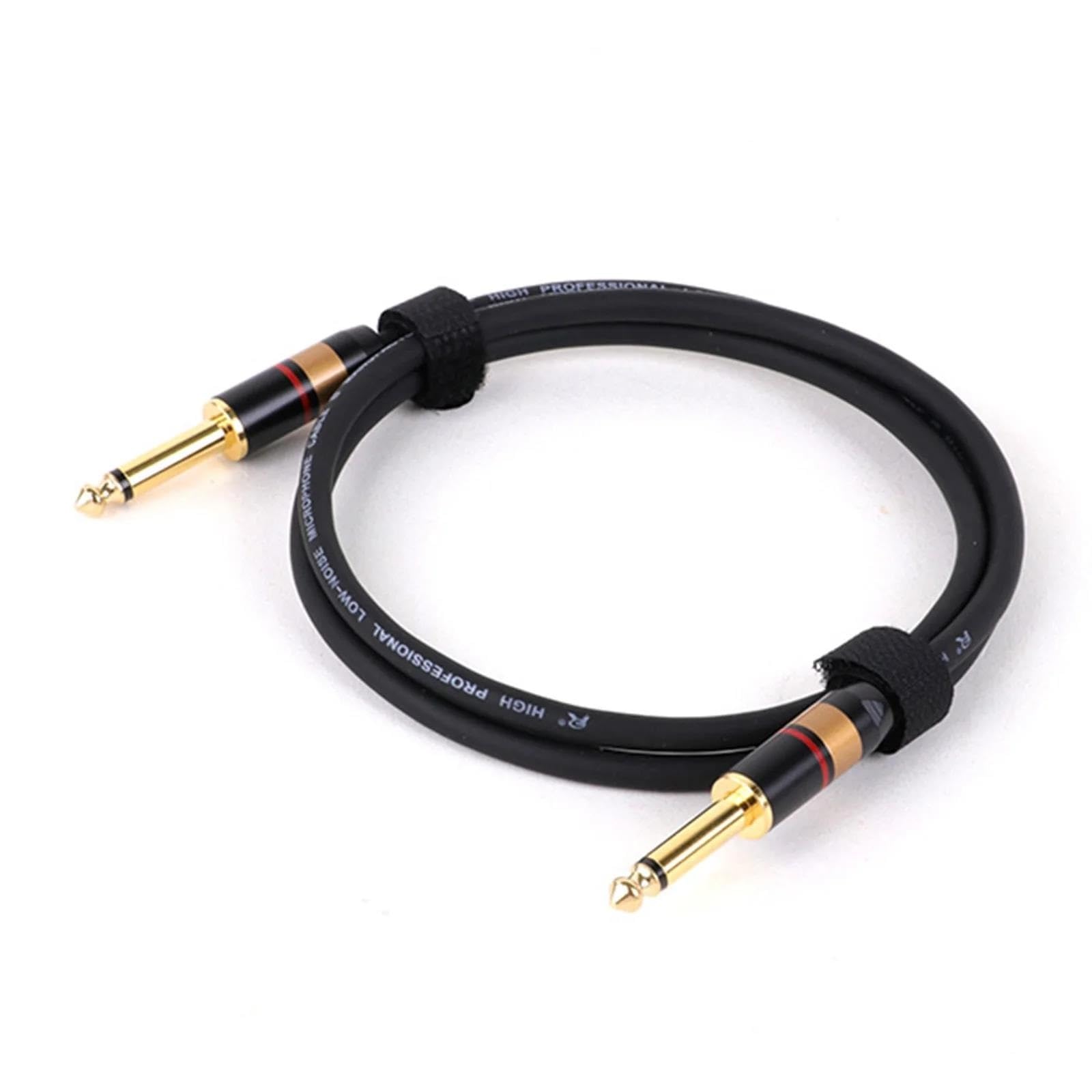 Pro Audio kabel 1/4'' Kabel Do Gitary 6,35 Mm Męski Mono Pozłacany Jack Niesymetryczny Kabel Do Gitary Elektrycznej Basowej Klawiatury Miksera(Black 2,10m)