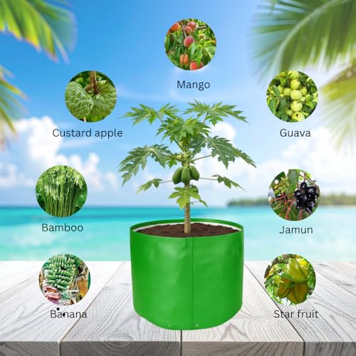 Image of HDPE UV Treated 340 GSM Plant Growing Bags for Terrace Gardening Easy to Use 18 x 15 Inch - Pack of 2