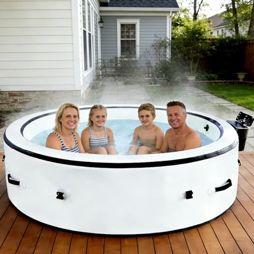 Inflatable Hot Tub for 4-6 Person with LED Lights, Durable Brushed PVC Hot Tub with 170 Air Jets...