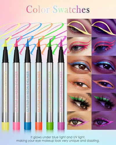 Delineador Líquido Verde Neón UV Glitter Waterproof miniatura 5