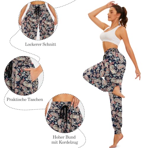 HAPYWER Haremshose Damen Lang für Sport Workout-Yogahose Jogginghose Sommerhose Leicht Weiche Lockere Bequem mit Groß Taschen-S-XXL – Bild 3