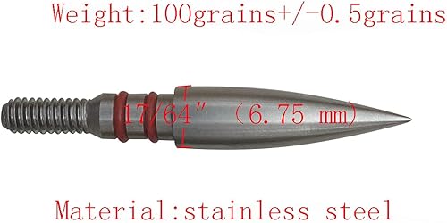 Miniatura 31 de Puntos de flecha de 100/125/150/200/300 granos, puntas de campo de tiro con arco, rosca de acero inoxidable en puntas de campo de tiro con arco