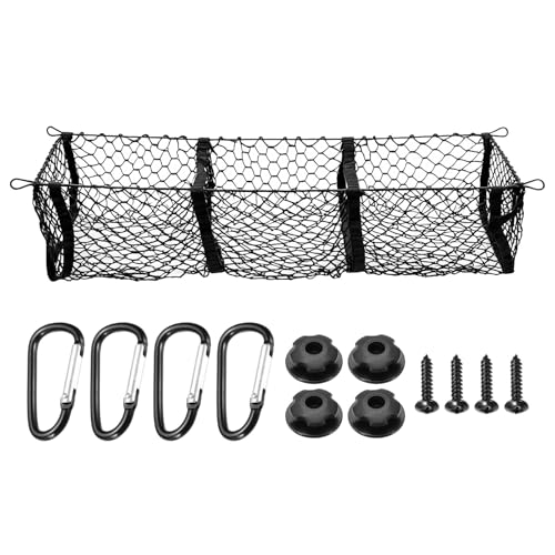 PATIKIL Rede de carga de caminhão, 99 x 30 cm poliéster ajustável para porta-malas organizador de armazenamento de malha extensível com 8 ganchos universal para caminhonetes SUV, preto