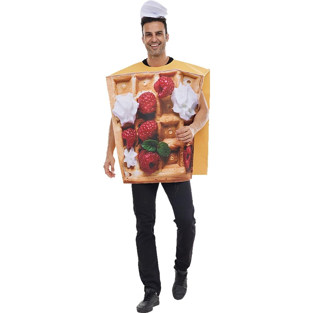 Stakee Unisex Yellow Cream Waffles Costume Fancy Dress Halloween Party Funny Outfit With Hat For Adult Men Women Halloween Carnival Party Cosplay