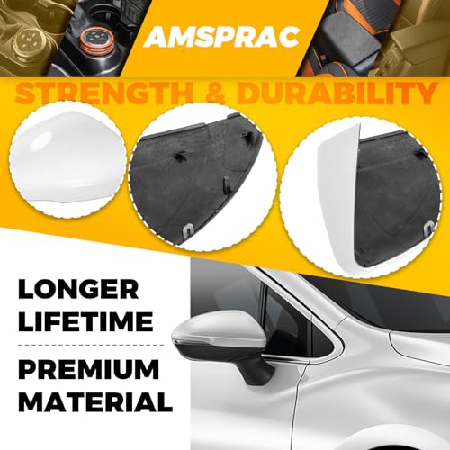 AMSPRAC Exterior Door Side Mirror Covers,Exterior Rearview Mirror Caps,Side Mirror Caps Shell Replacement fit for Chevy Chevrolet Cruze 2017-2019,White,Right Side,1PCS - Thumbnail 5