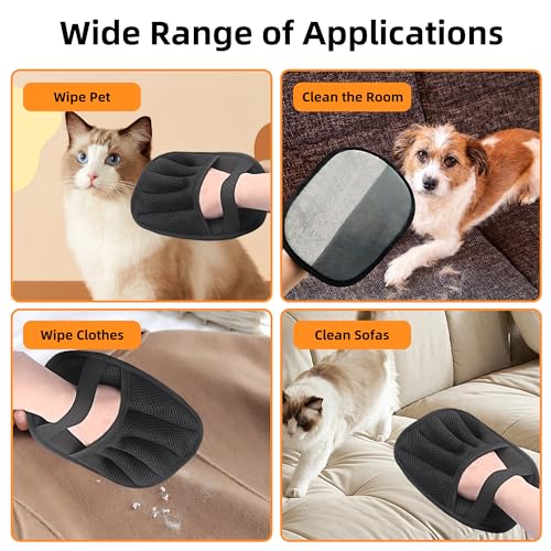 Dreaku Tierhaarentferner Handschuh, Fell Magnet Handschuh, Wiederverwendbare Handschuh Tierhaarentfernung Antistatische für Sofas Kleidung Reinigung Entfernen (2 Stück)
