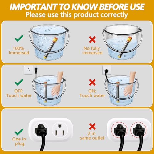 image for Ornalry Immersion Water Heater - 304 Stainless Steel Portable Water He