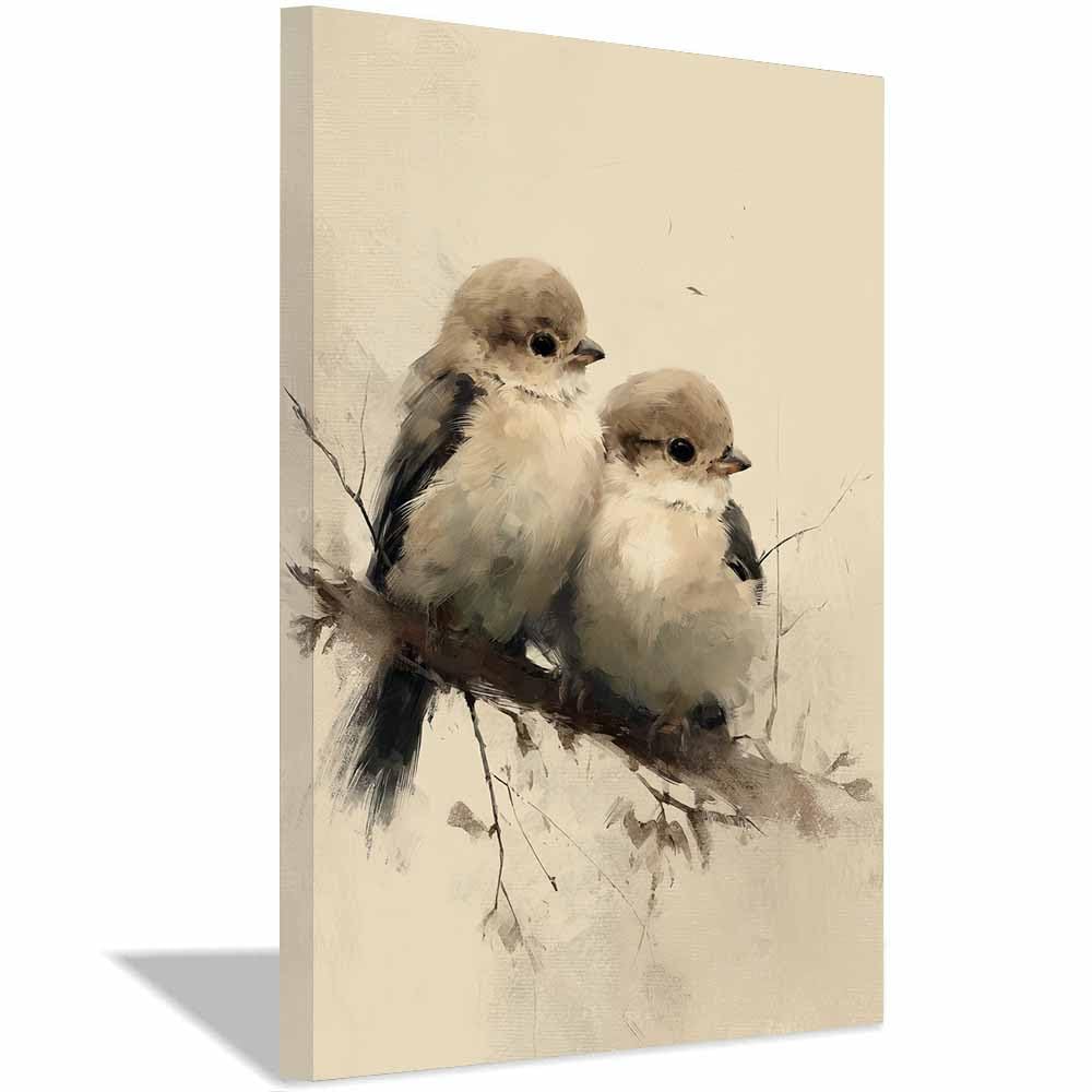 ZAMAEIU Dog Pictures For Wall Birds clinging to branches art prints and posters, Suitable for Living Room Bedroom Decor Kid's Room Wall Decoration(grey)-20x30cm Framed