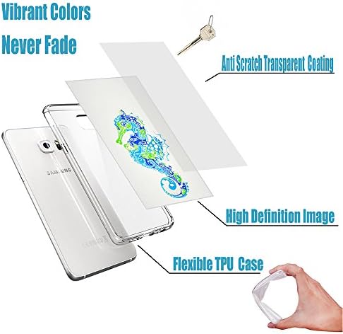 ChiChiC S7 Case,Galaxy S7 Case,360 Full Protective Anti Scratch Slim Flexible Soft TPU Gel Rubber Clear Cases Cover with Design for Samsung Galaxy S7,Blue Green Cute Cartoon Animal Sea Horse