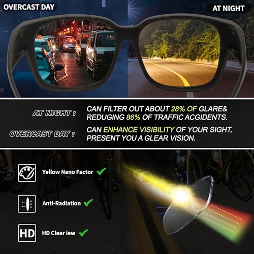 FEISEDY Night Vision Glasses Fit Over Glasses for Men Women,Polarized Sunglasses Driving Photochromic Sun Glasses B01993