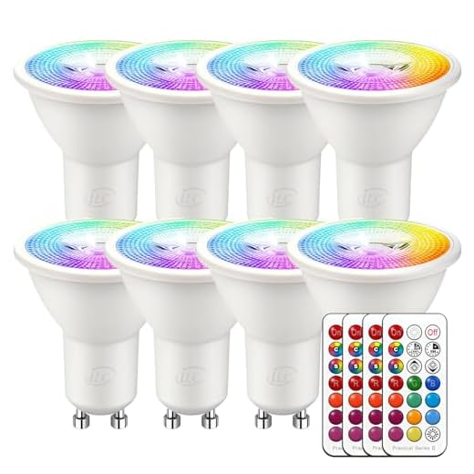 iLC LED GU10 Farbwechsel Lampe, Led Spots Birne Reflektorlampe, 5W Dimmbar Warmweiß (2700K) RGB LED Leuchtmittel, 200 Lumen, Fernbedienung inklusive (8 Stück)