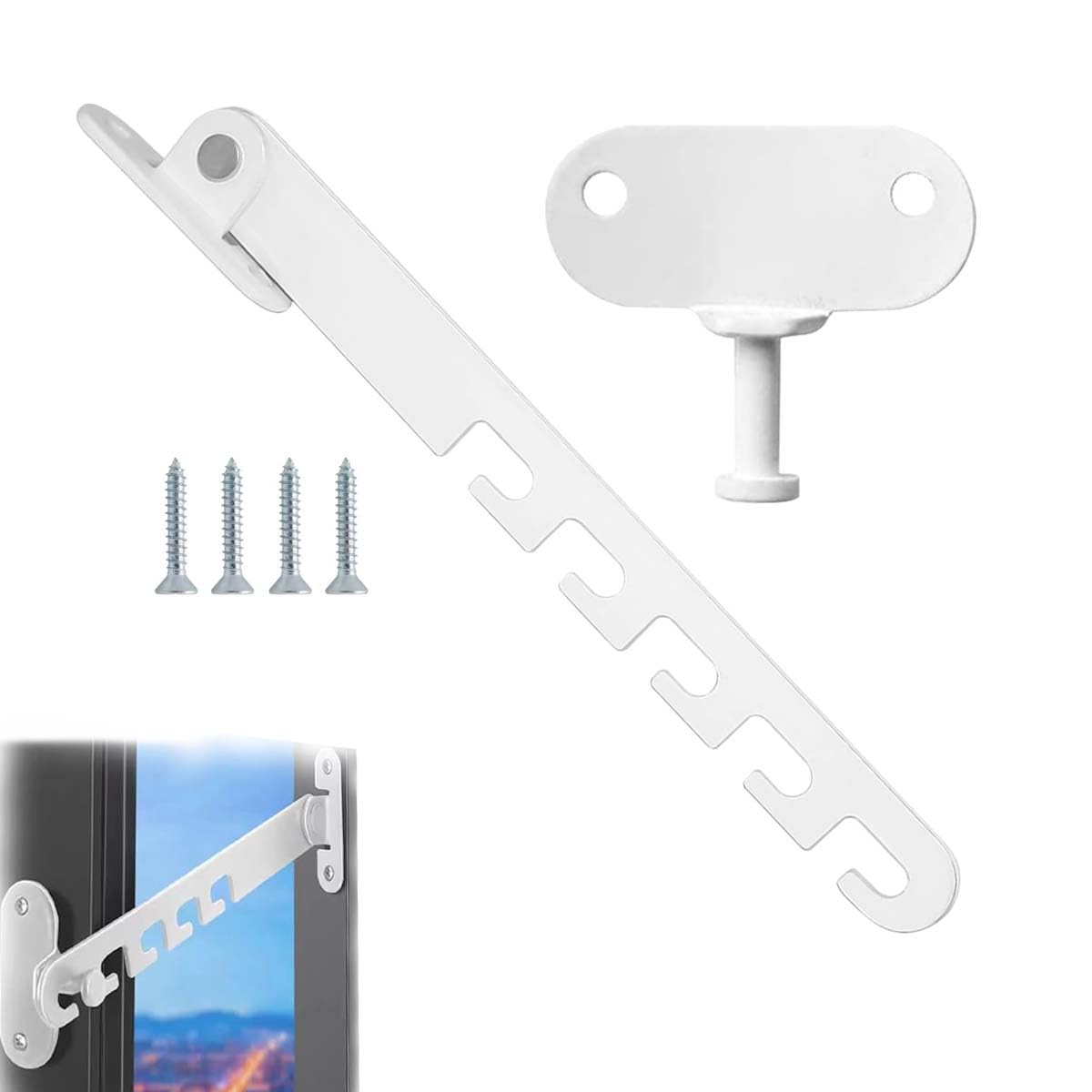 Window Restrictor Latch Adjustable Position Casement with Child Lock,Lock Tilt Regulator for Windows, Restrictor Catch for Aluminum, Wooden, Metal Window and Door