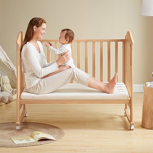 Lenkrollen für Kindermöbel,4 Stück Rollensatz Gummil Kinderbett,Räder mit Bremse Kinderbetten,Kinderbett-Räder,Geeignet für Kinderwagen, Kinderbetten, Möbel (Weiß)