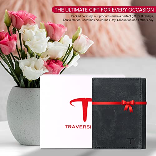 Real Leather Trifold Wallet for Men with RFID Blocking Slim Wallets, 6 Credit Card Storage Holder, 2 Pocket for Currency, Stylish Wallet with 1 ID Window - Image 5