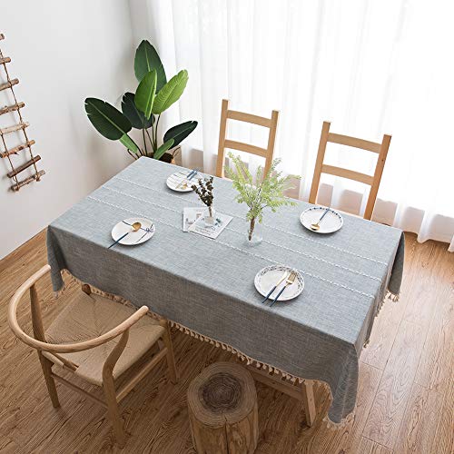 AMCER Simple Nappe Rectangulaire 100x260cm, Nappe Antitaches, Lavable en Machine Infroissable Anti Fading Durable, Convient à la terrasse,à la Cuisine - Gris