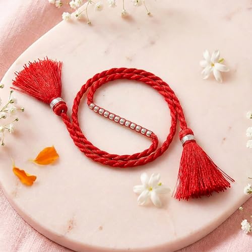 Image of ZAVYA 925 Sterling Silver Designer Interlocked Beads Rhodium Plated Rakhi for Men