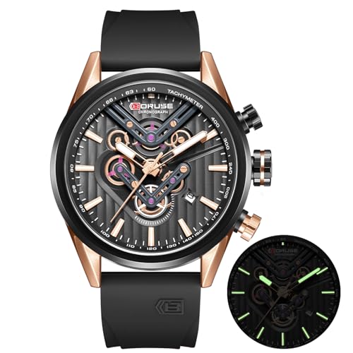 Montre chronographe homme étanche avec calendrier noir sport