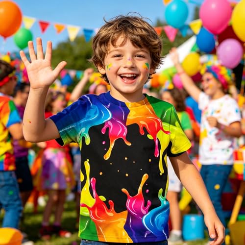Image of Hgvoetty Boys Girls Graphic T-Shirts Kid 3D Casual Tops Tees for 6-16 Years | Youth Novelty Shirts, Bright Eye-Catching Design, Lightweight and Soft Material, Suit for Daily Sport, Party and School Wear