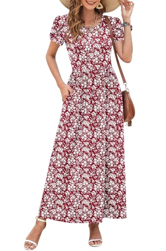 Image of AUSELILY Women's Summer Maxi Dresses Petal Sleeves Casual Empire Waist Long Dress with Pockets 2025 New