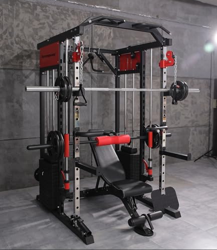 Strongway® Multi Gym Smith Machine with Weights 177KG Weight Stack Included - Multifunction Home Gym Dual Cable Pulley Dip Station Pull Up Bar Strength Training - Image 4