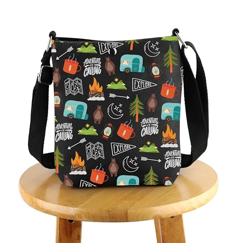 G2TUP Camping Lover Gift Camping Theme Crossbody Bag RV Accessories Travel Bag Outdoor Lover Camper Gift
