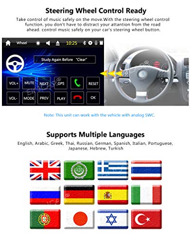 1Din Car Stereo GPS Navigation Automotive Parts Bluetooth Single 1 Din Radio Autoradio GPS in Dash Head Unit with 8GB SD Map Card 7 Inch Capacitive Touchscreen Auto CD DVD Player with Backup Camera - Thumbnail 4