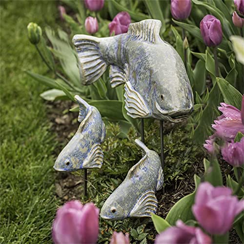 Tkttbd Garden Koi Statue, Fish In The Garden, Resin Koi Sculpture Fairy Garden Decoration, Koi Statue Outdoor Garden Decoration,Grey #TOP3