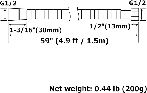 Miniatura 2 de APLusee - Manguera de ducha flexible de 59 pulgadas, tubo de ducha de acero inoxidable 304 con conector giratorio de latón, pieza de repuesto de